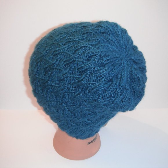 Hand Knitted Hat Toque Size - L-M Acrylic Botany Teal - 006 Hand knit by me - Picture 7 of 11